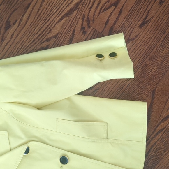 Banana Republic Yellow Cropped Pea Coat Trenchcoat Double-Breasted Style Sz M - Picture 6 of 9